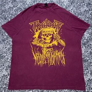 Graphic Maroon T-Shirt with Yellow Design